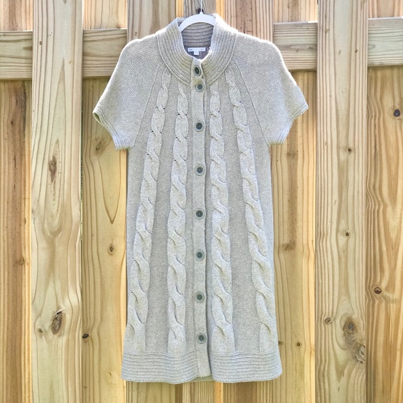 GAP Sweaters - GAP beige, short sleeve, long duster/cardigan